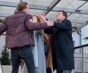 Na Wspólnej odc. 3997. Klaudia (Justyna Karłowska), Michał (Robert Kudelski), kobieta (Adrianna Kućmierz)