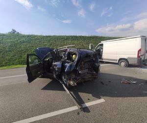 Wypadek na autostradzie A4 w powiecie strzeleckim