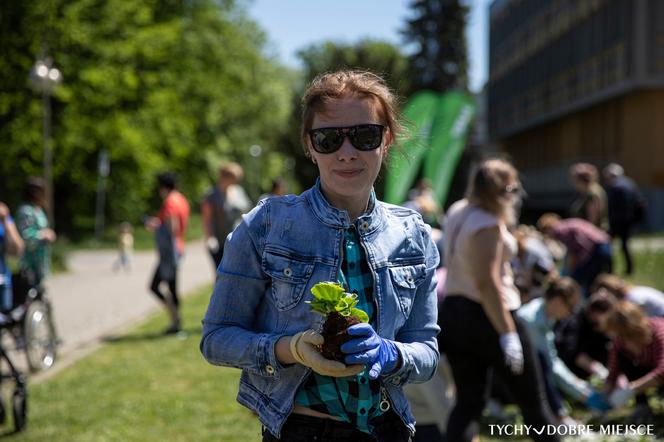 Ukrainki w dowód wdzięczności posadziły kwiaty w Parku Miejskim Solidarności w Tychach.