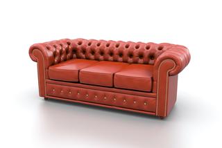 Sofa chesterfield, czerwona skóra