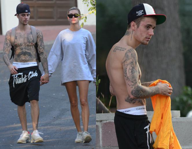 Justin Bieber i Hailey Bieber na spacerze
