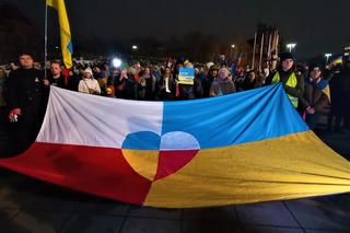 Manifestacja na pl. Solidarności w Szczecinie w pierwszą rocznicę inwazji na Ukrainę