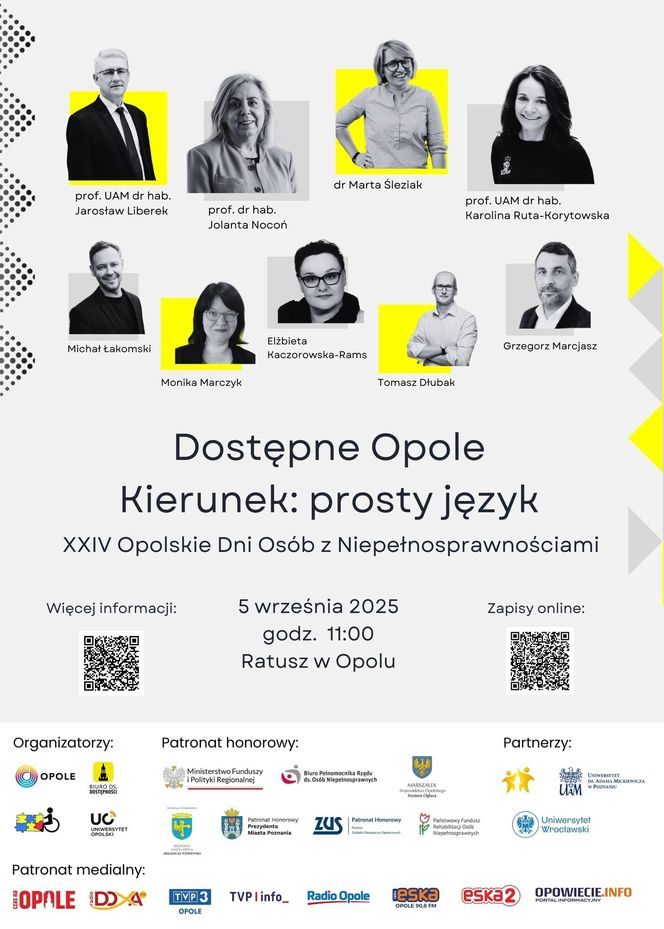 Plakat konferencji Dostępne Opole. Kierunek: Prosty język.