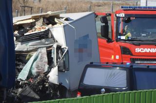 Horror na S17. Dostawczak wbił się w tył ciężarówki. Nie żyje 57-latek