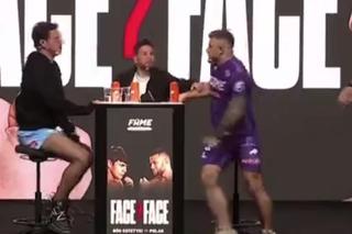 Sceny grozy na konferencji FAME MMA! Polak rzucił się z kopniakiem na Marconia! Jest komentarz federacji!