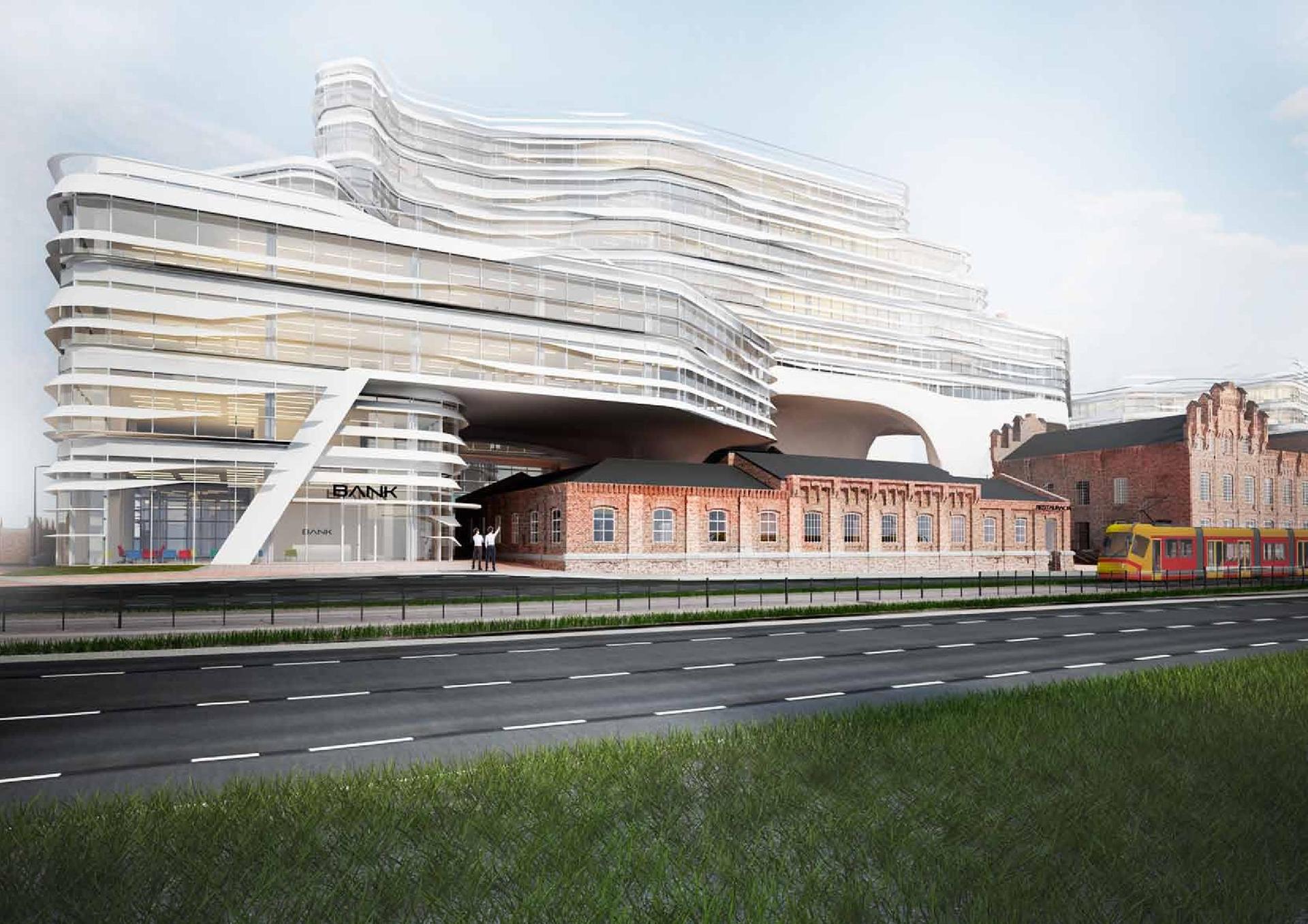 Chmura nad fabryką – koncepcja rozbudowy Monopolu Wódczanego w Łodzi studia MAKAA group