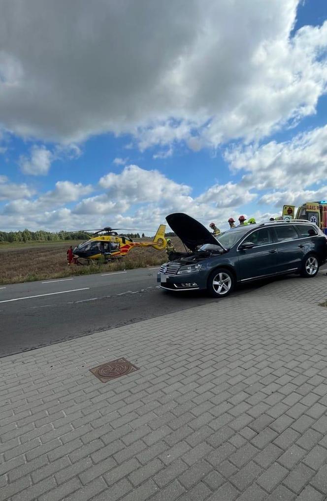 Wypadek w Adamowie. Ranną zabrał śmigłowiec LPR