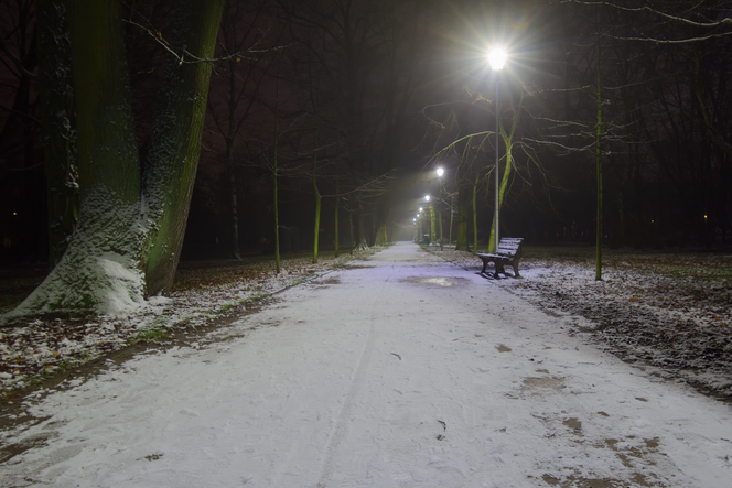 Park Zachodni póki co krótko był przykryty śniegiem