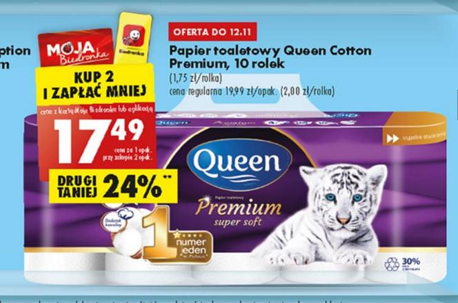 4-warstwowy papier toaletowy Queen Premium 10 rolek za 17,49 zł w promocji