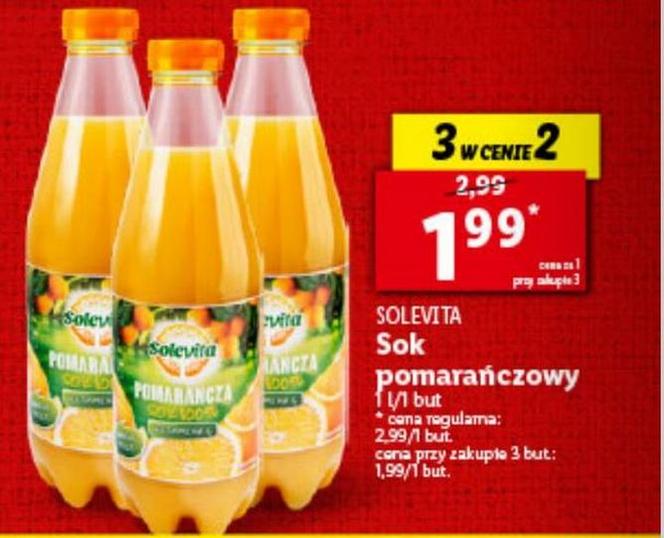 Sok pomarańczowy Solevita 1,99 zł/1 l  