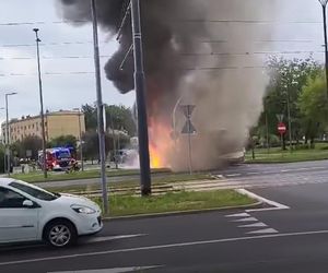 Pożar autobusu w Dąbrowie Górniczej