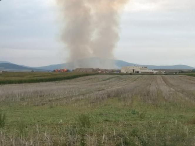 Pożar słomy w Jordanowie Śląskim