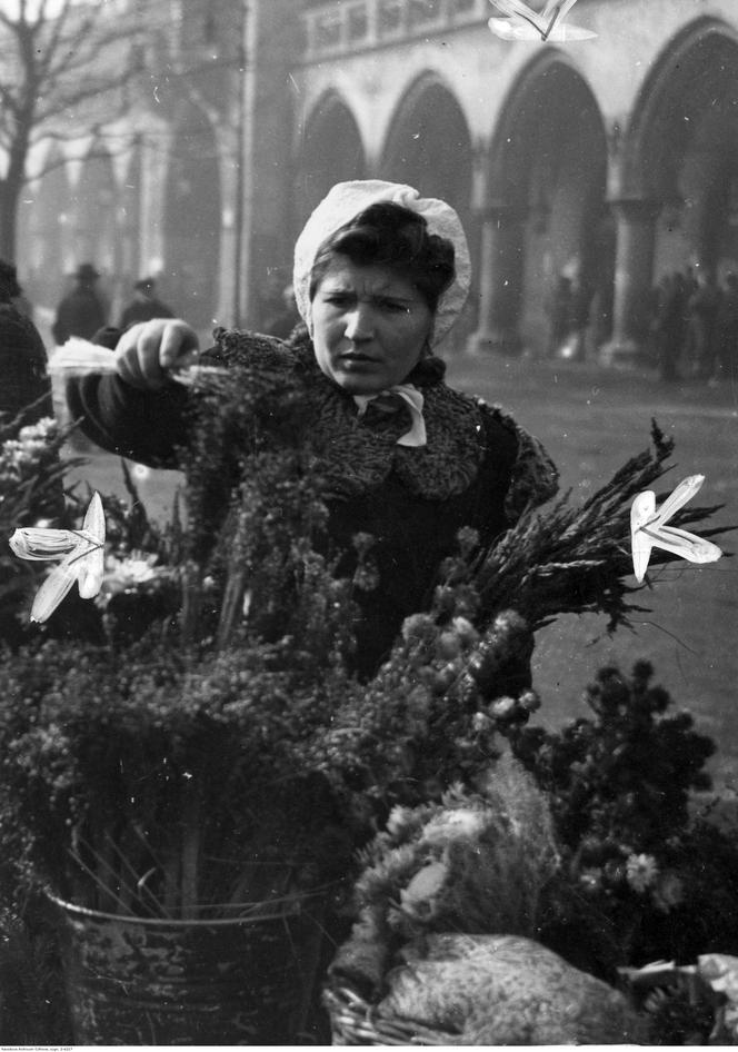 Sprzedaż palm na Rynku, 1940