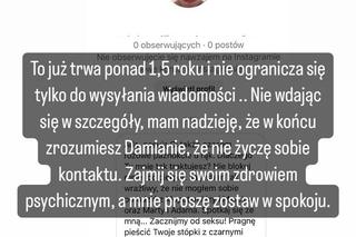 Adriana Kalska (Iza z M jak miłość) pokazała na Instagramie wiadomości od stalkera