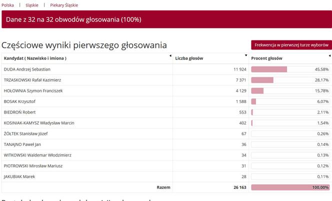 Wybory prezydenckie 2020 w woj. śląskim. W Katowicach i Sosnowcu wygrał Rafał Trzaskowski [WYNIKI W MIASTACH I POWIATACH]