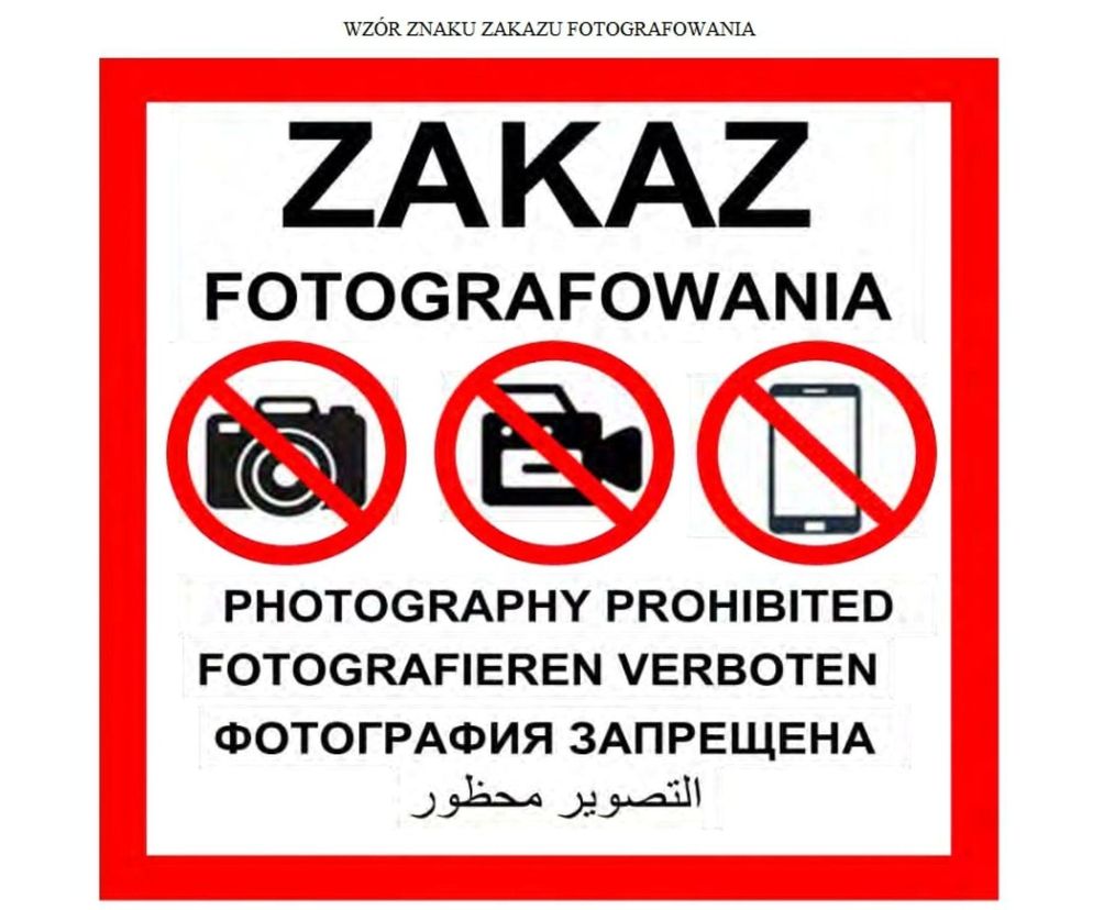znak zakazu fotografowania