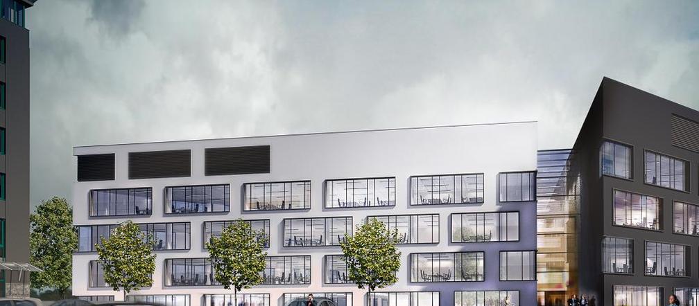 Wizualizacja nowego biurowca D, który pojawi się w kompleksie Adgar Park West. Za projekt odpowiadają architekci z pracowni Hermanowicz Rewski Architekci 