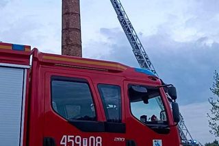 Bocian wpadł do 24-metrowego komina. Strażacy ratowali go 3 godziny [ZDJĘCIA]. 