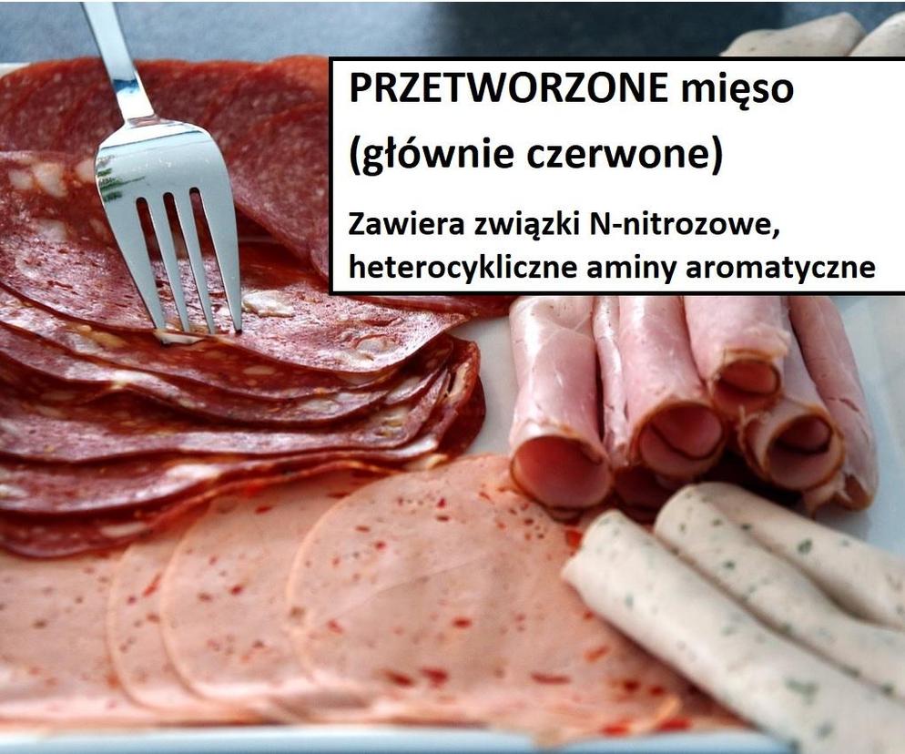 PRZETWORZONE mięso (głównie czerwone) 