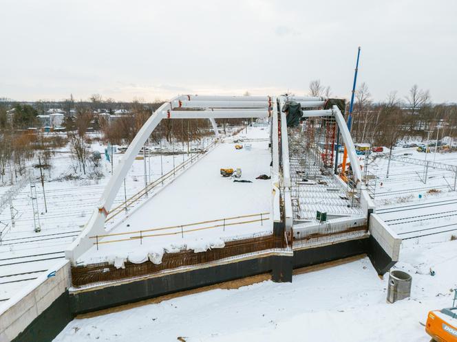 Budowa wiaduktu nad linia kolejową w Sosnowcu