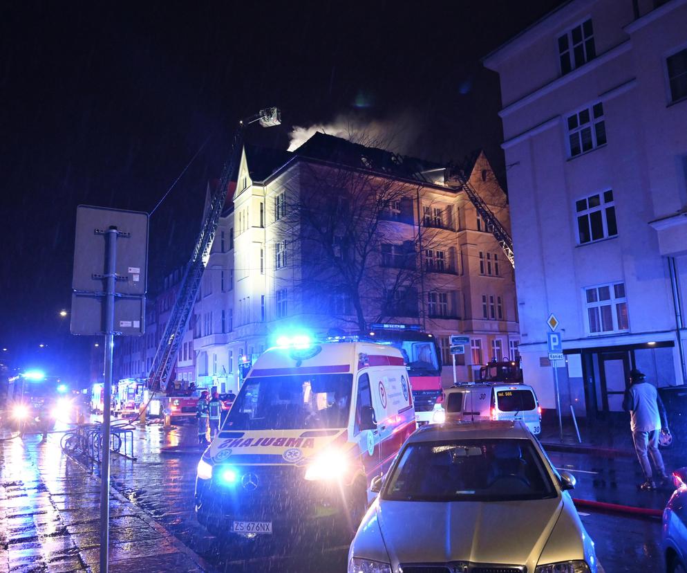 Pożar kamienicy w Szczecinie
