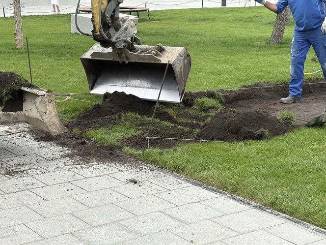Absurd roku w Warszawie. Zrywają zieleń na nowym pl. Centralnym. Zamiast niej będzie beton