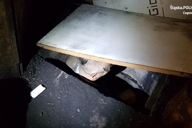 Częstochowa. Mężczyzna ukrywał się w pojemniku na węgiel