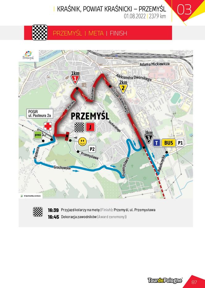 3. etap TdP: Kraśnik - Przemyśl. Mapa startu i mety