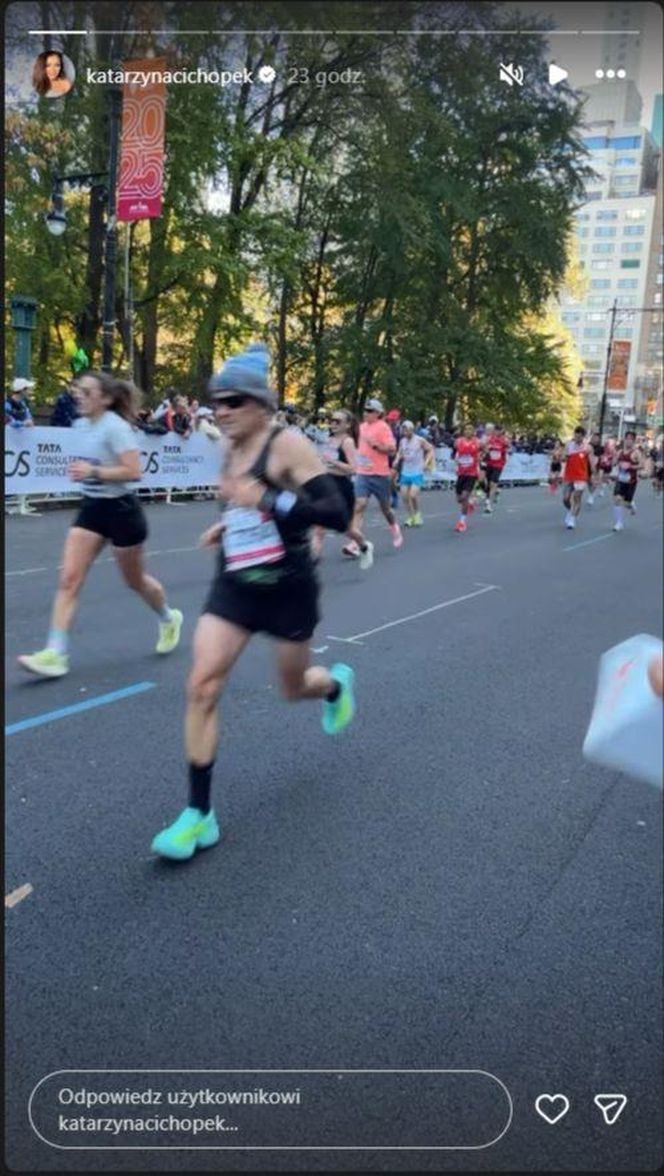 Katarzyna cichopek dopinguje męża na Maratonie Nowojorskim