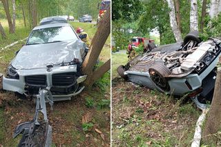 Sportowym bmw roztrzaskał się na drzewie. Wypadek pod Legionowem