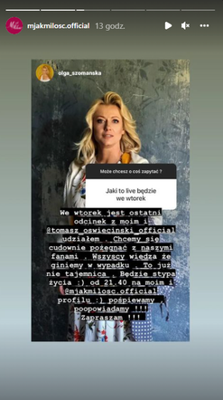 M jak miłość. Olga Szomańska Instagram 