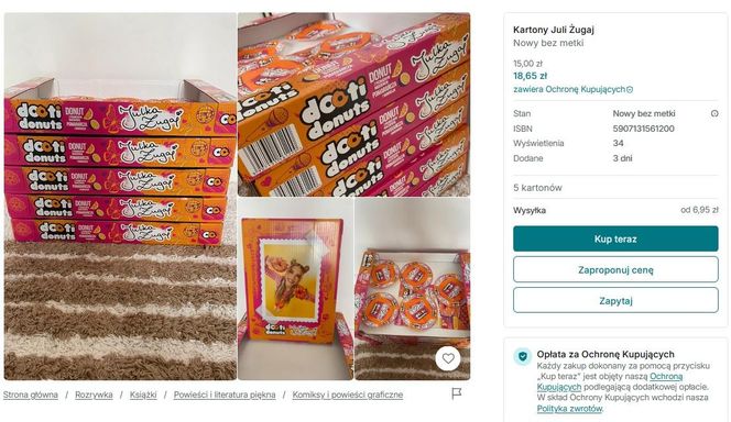 Żugajki sprzedają kartony po pączkach Julii Żugaj. Jakie ceny?