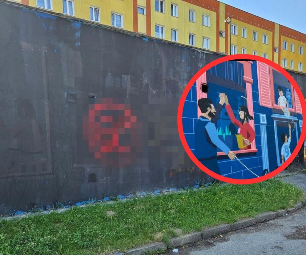 Zniszczony mural wdzięczności polsko-ukraińskiej w Lublinie
