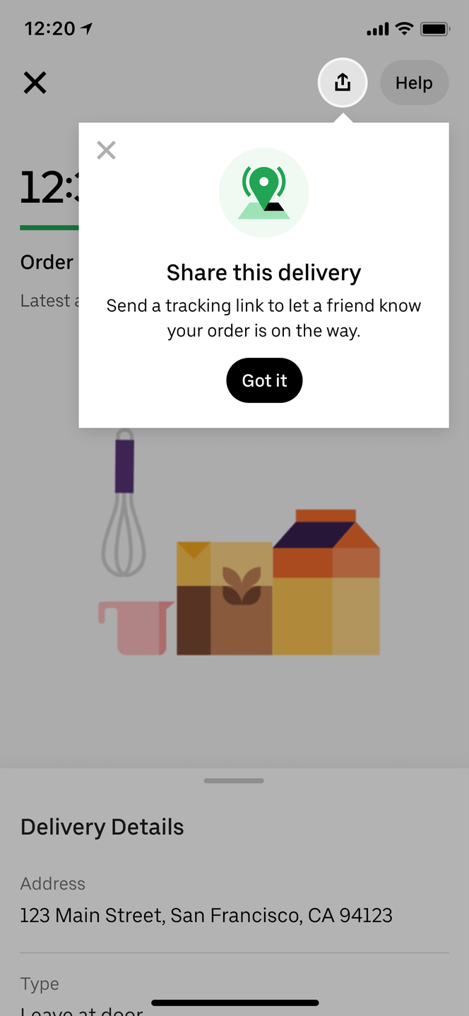 Uber Eats Share this Delivery