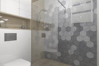 Projekt łazienki z motywem heksagonów