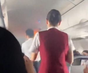 Pożar w samolocie pełnym ludzi! Płomienie buchały tuż nad głowami