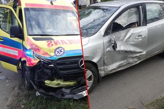 Karetka z pacjentem zderzyła się z osobówką w Zawierciu! 48-latka ukarana mandatem