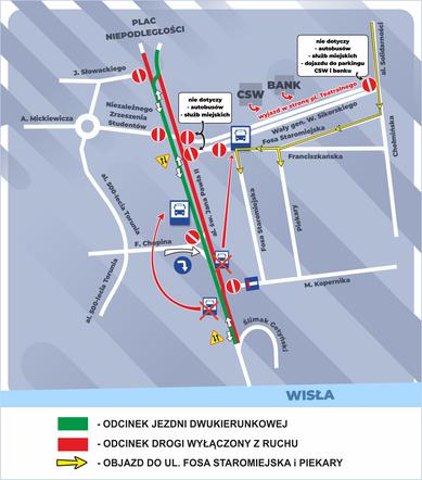 Zmiany w ruchu drogowym w Toruniu od 18.04.2020 - mapa