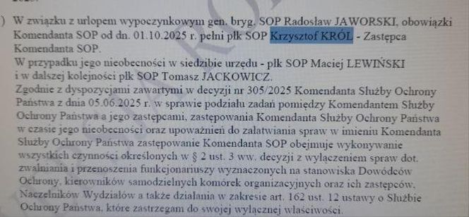 Rozkaz, który został wydany jeszcze podczas urlopu generała Jaworskiego