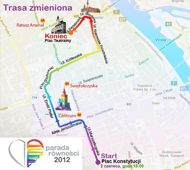 Parada Równości 2012 w Warszawie - TRASA Parady Równości