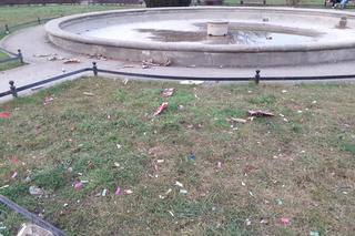 Zaśmiecony Wrocław po Sylwestrze. Na skwerach porozrzucane opakowania po fajerwerkach i petardach [ZDJĘCIA]