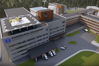 Wizualizacja Wojewódzkiego Szpitala Specjalistycznego we Włocławku po rozbudowie