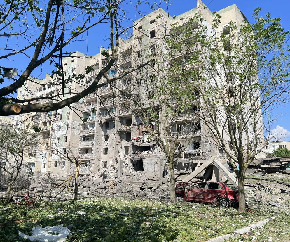 Ostrzelany budynek w Odessie