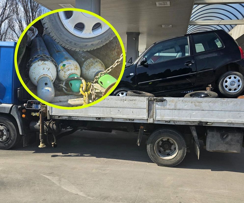 Załadował samochód na pakę i „zabezpieczył” go… butlami z gazem. Policjanci oniemieli