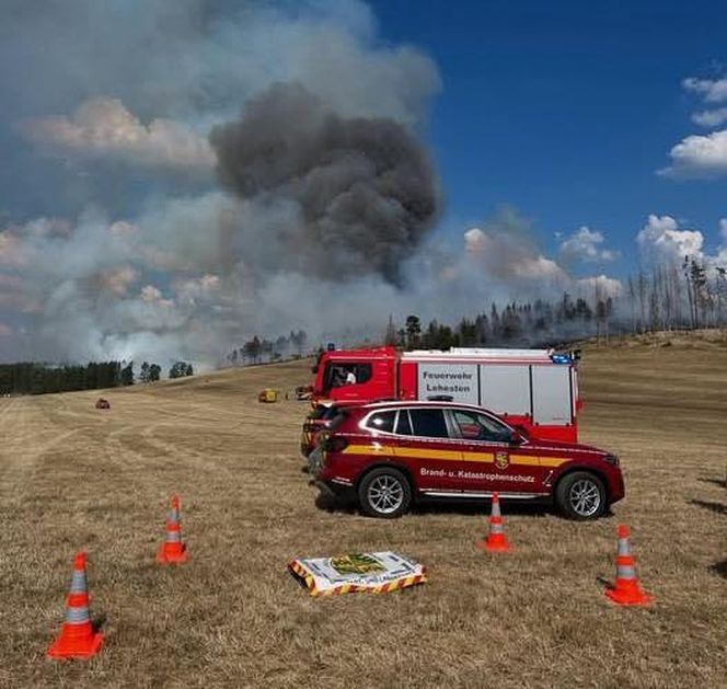 Potężny pożar lasów w Niemczech. Dym widać z okolic Lubina i Jawora na Dolnym Śląsku 