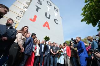 Prezentacja muralu Konstytucja w Warszawie