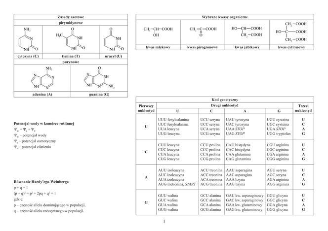 Wybrane wzory i stałe fizykochemiczne na egzamin maturalny z biologii, chemii i fizyki