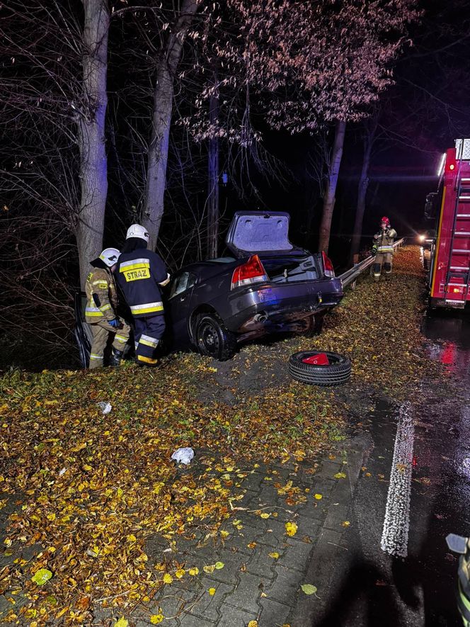 Poważny wypadek w Gminie Brody. Auto wypadło z drogi, kierowca w szpitalu