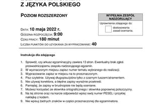 Matura 2022: polski rozszerzony. Arkusze CKE, tematy wypracowania. Poziom rozszerzony	