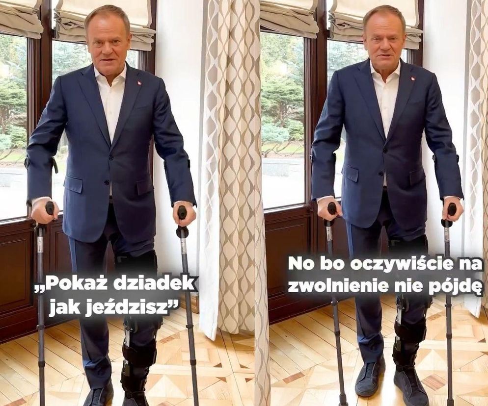 Premier Tusk miał wypadek na nartach. Teraz o kulach kieruje ważny apel do Polaków